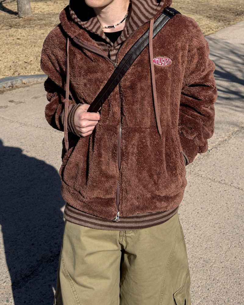 Perrin Fleece Shearling Hood Zip-Up