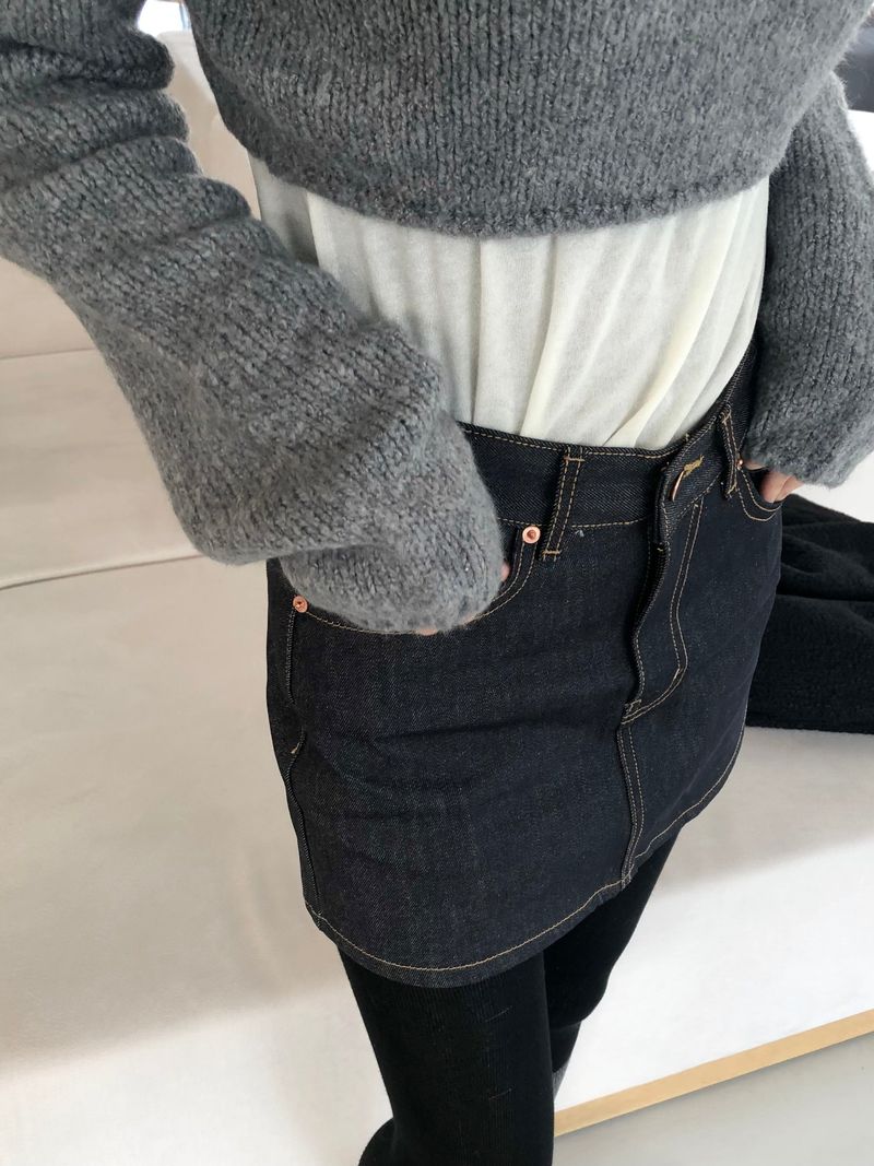Cookie deep non-fade denim skirt