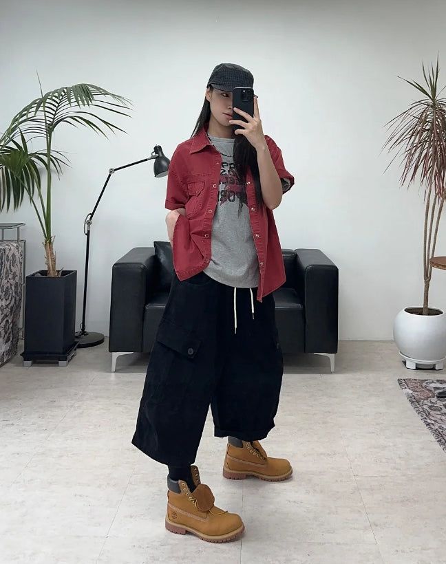Luden Button Cargo Bermuda Pants