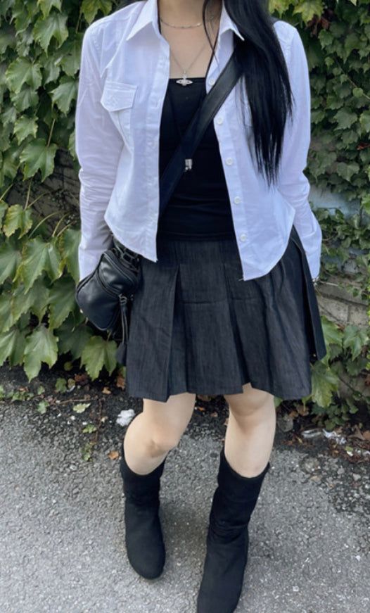 Daily Pleats Normcore Denim Skirt