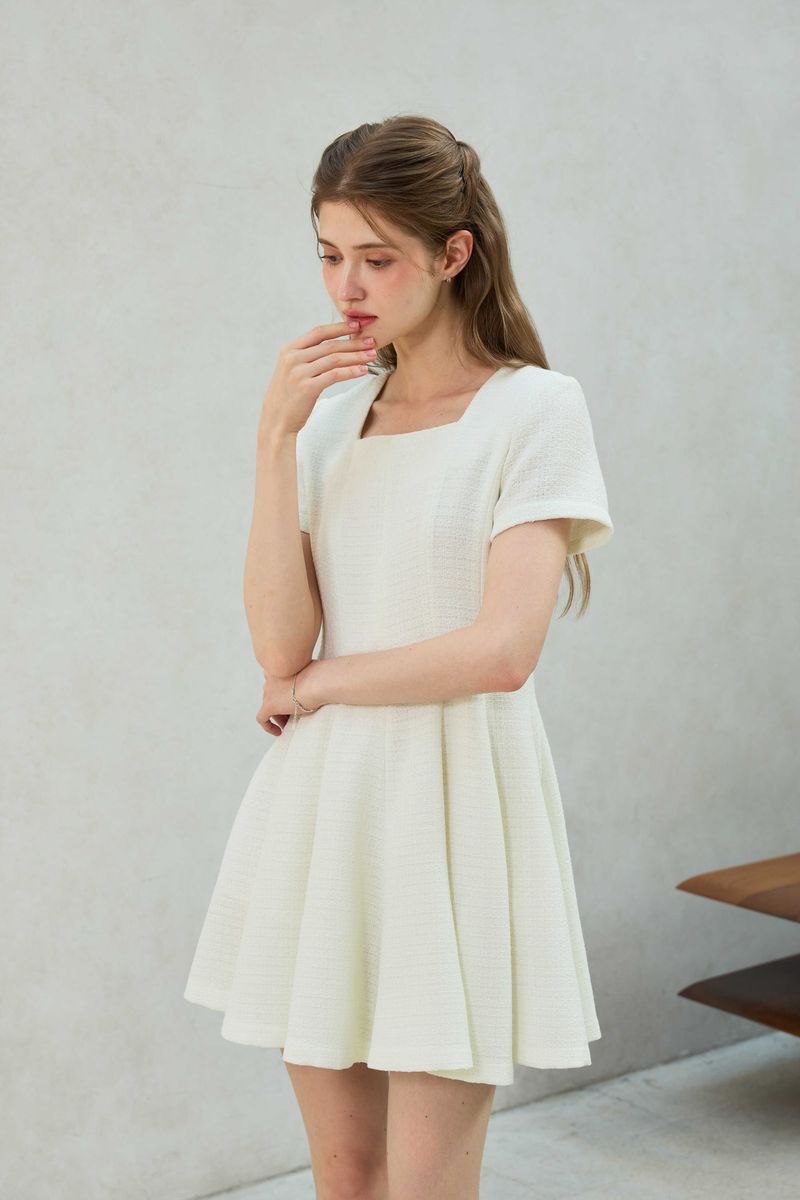 LANI TWEED DRESS / WHITE