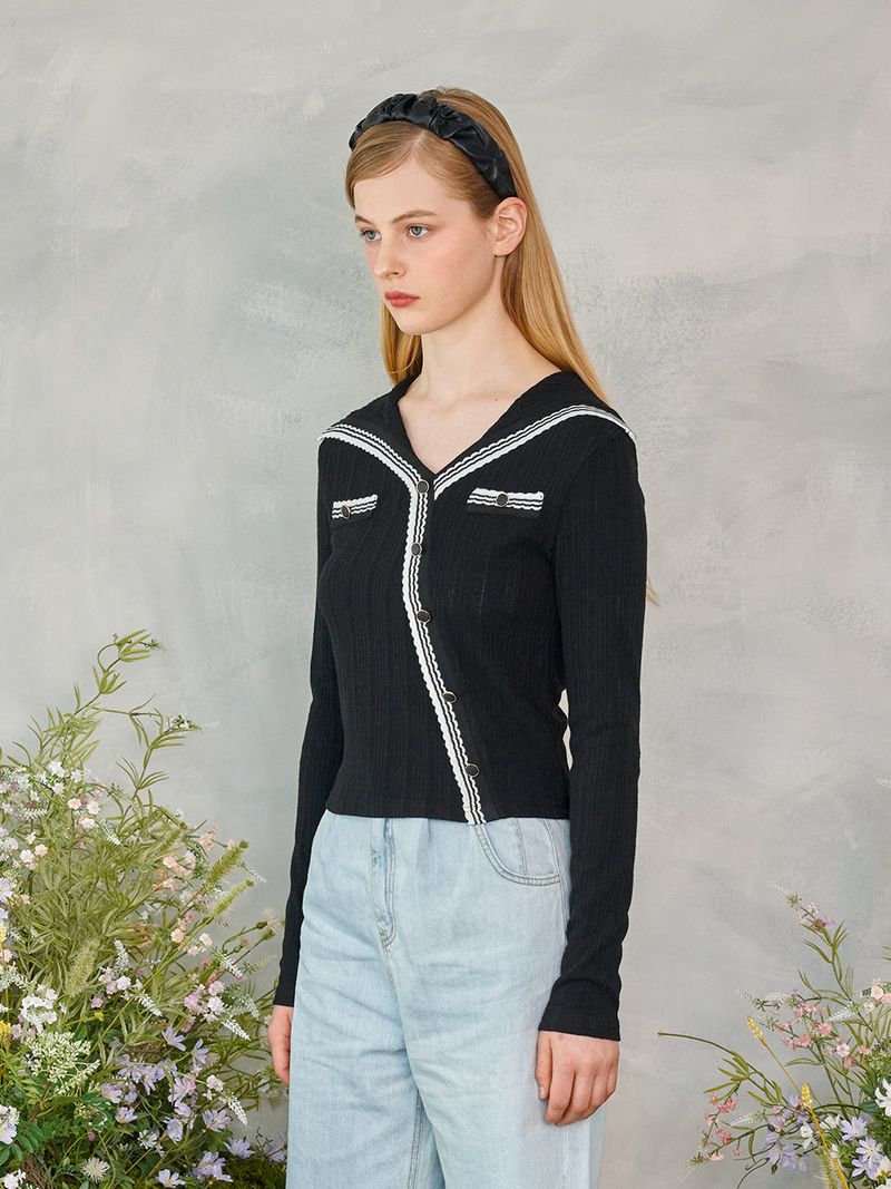 Diagonal Button Knit Cardigan