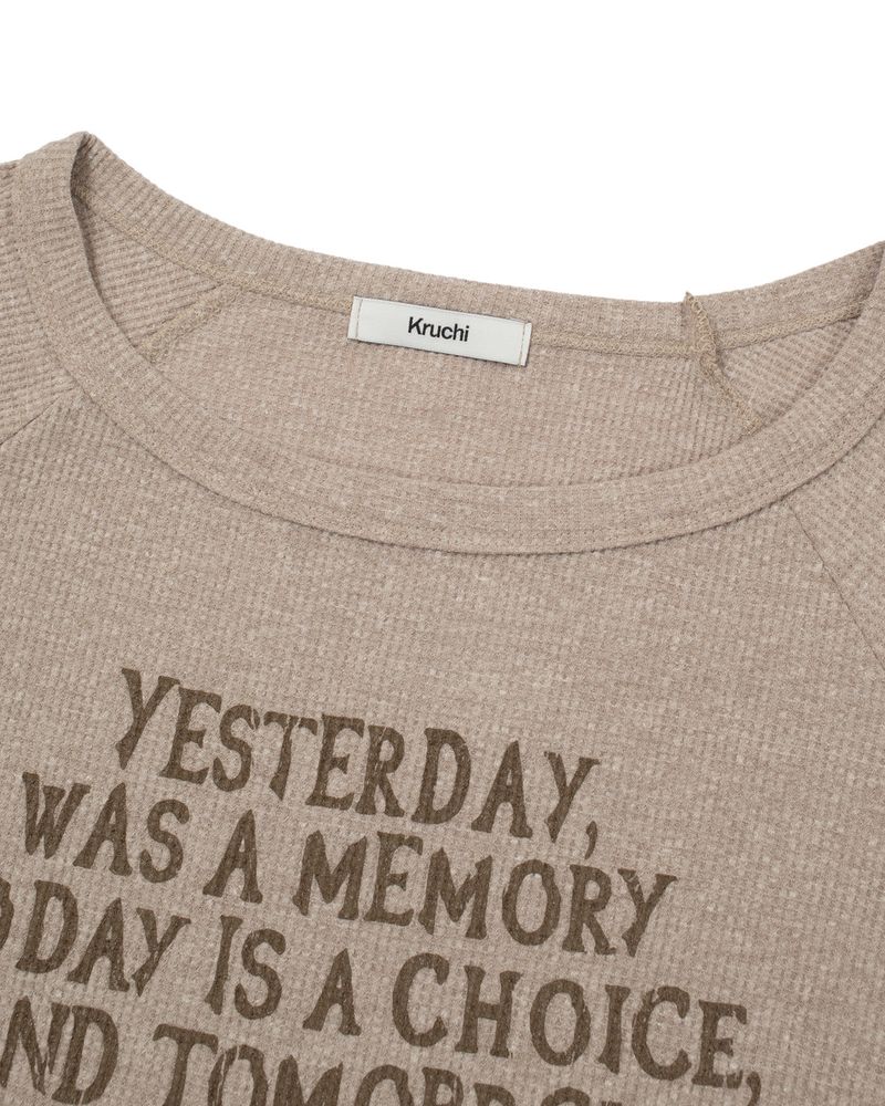 Yesterday ワッフル長袖（ベージュ） WOMENS