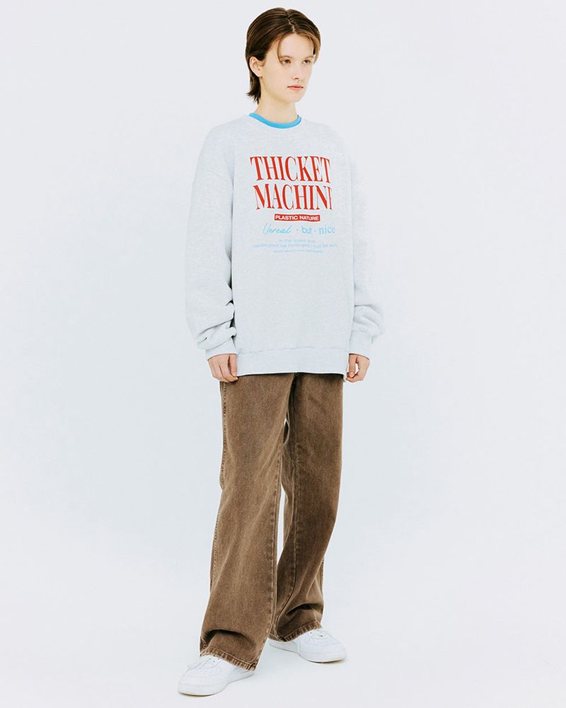 THICKET MACHINE TYPO SWEATSHIRT-WHITE MELANGE