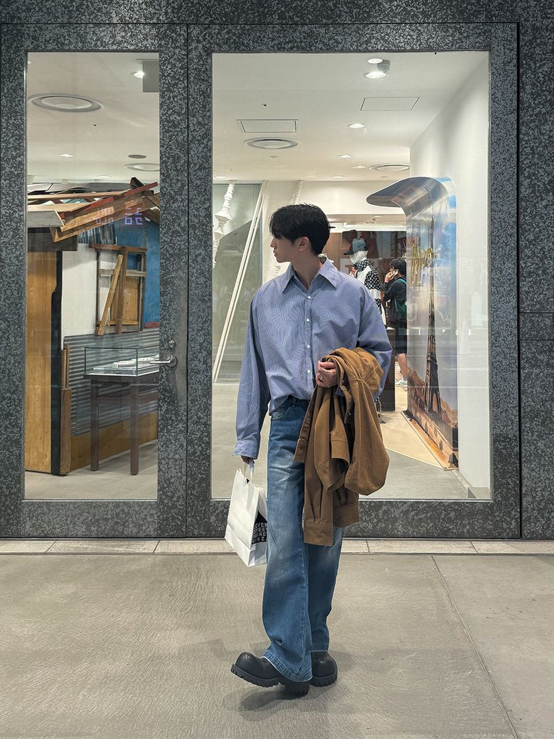 ASCLO Diagonal Incision Bootcut Denim Pants