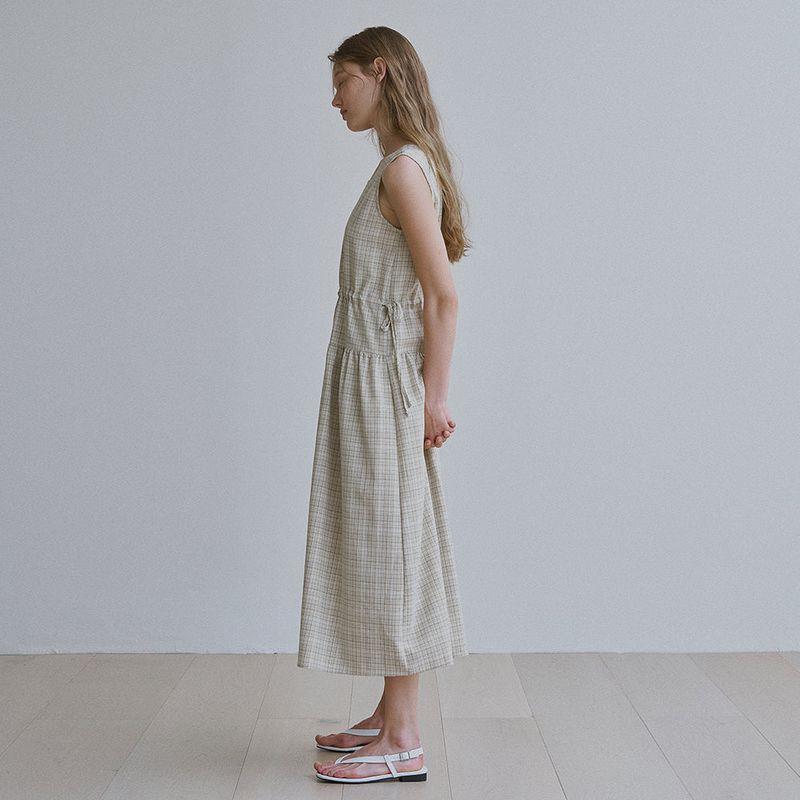 Square check string dress