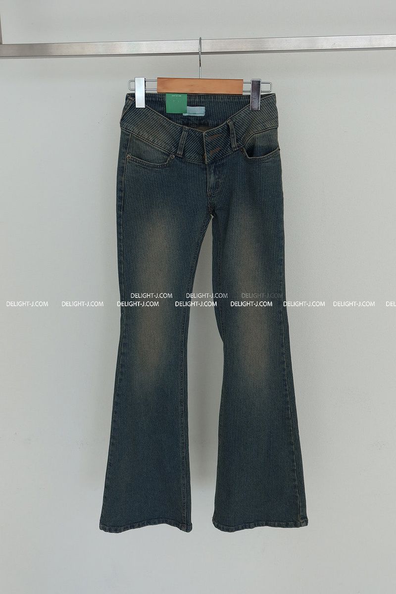 Stripe low bootcut jeans