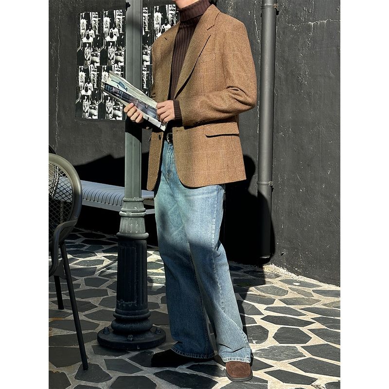 [F/W] Teddy check 2button wool jacket