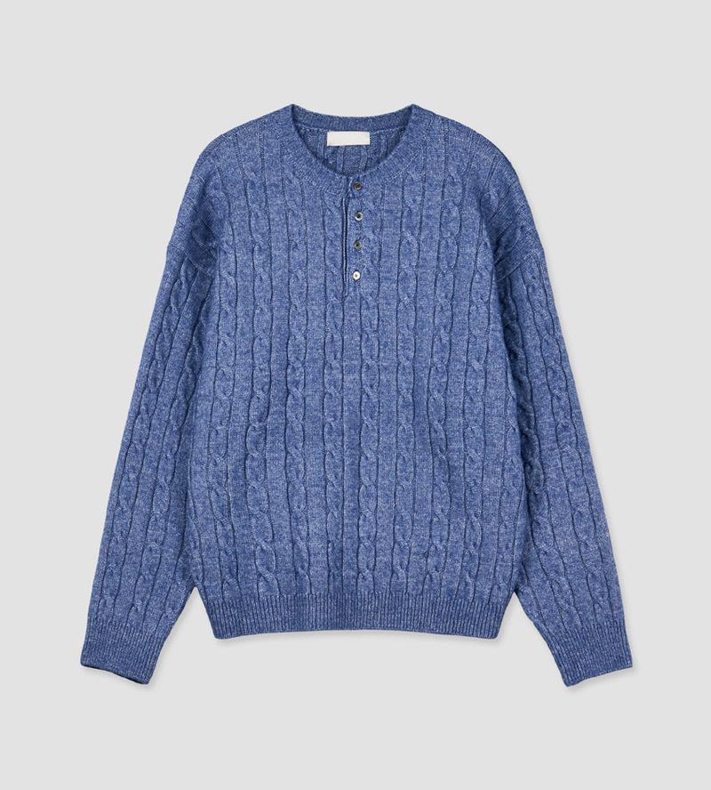 No.1512 A henley cable KNIT (5color)
