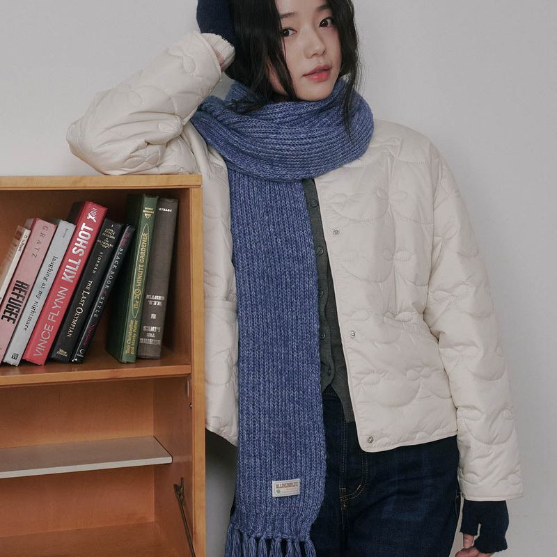 ALLINCOMPLETE（オールインコンプリート）の「Rain Tassel Knit Muffler (Blue)（Fashion Accessories）」