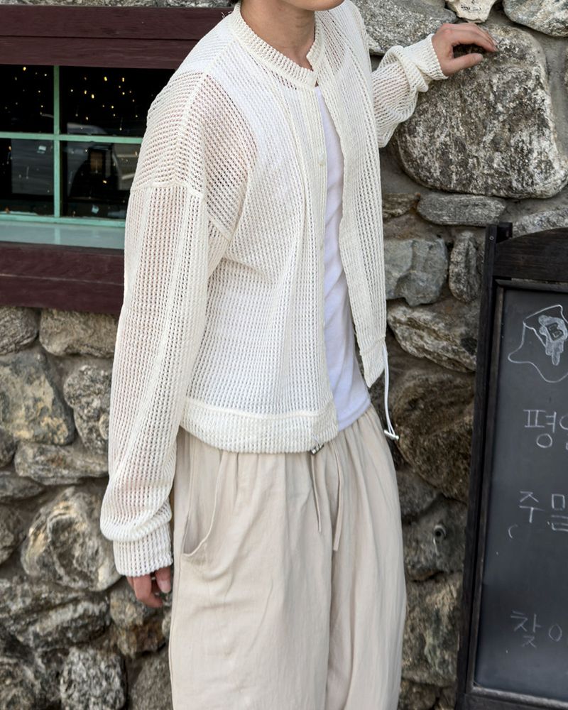 Bellon Summer Mesh Crop Cardigan