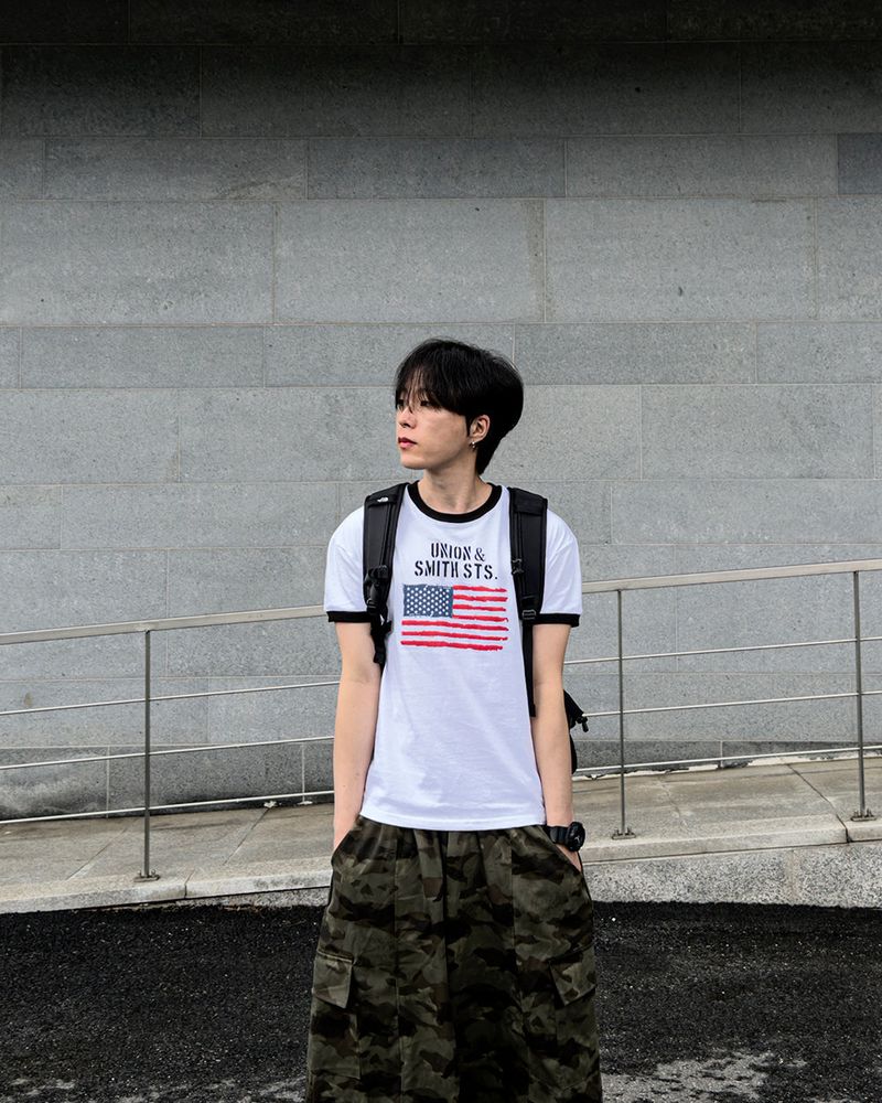 Loue American Flag Ringer Muscle Tee