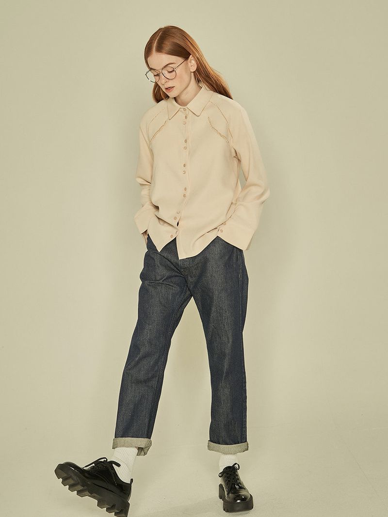 Double Line Piping Shirt (Beige)