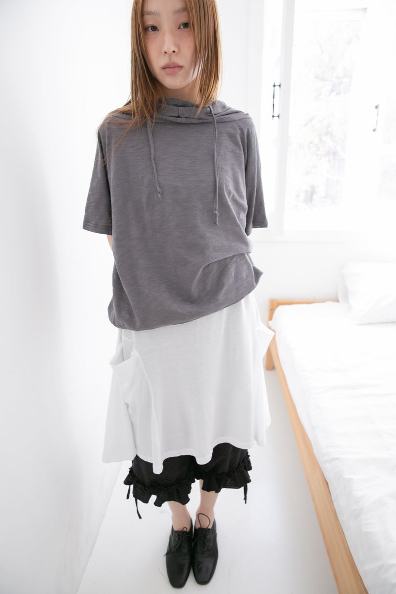 slub off-shoulder hood top(2colors)