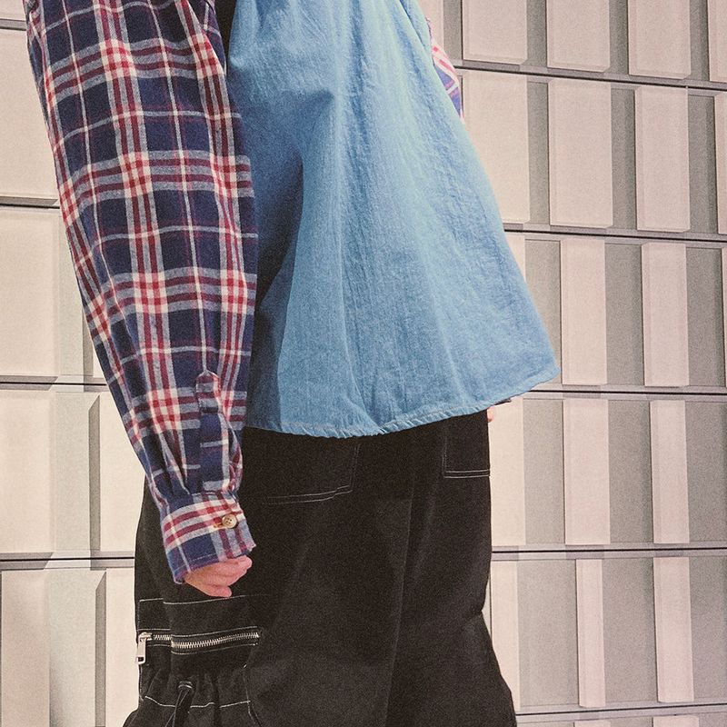 check block denim shirt_blue