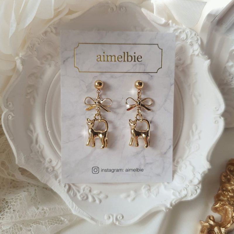 Kitty and Bow Piercing - Gold Color