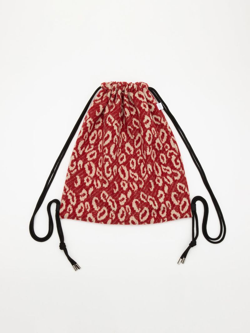 sloppipie（スロッピパイ）の「【MADE】boheme leopard knit string bag [red]（Bags）」