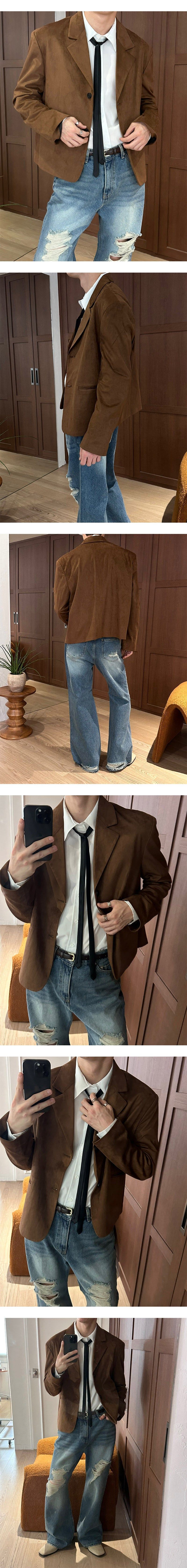 [F/W] Crop suede blazer(2color)