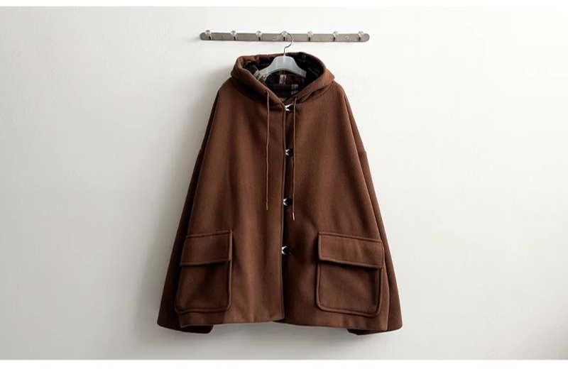 Heel double wool royal boxy pocket hooded coat 
