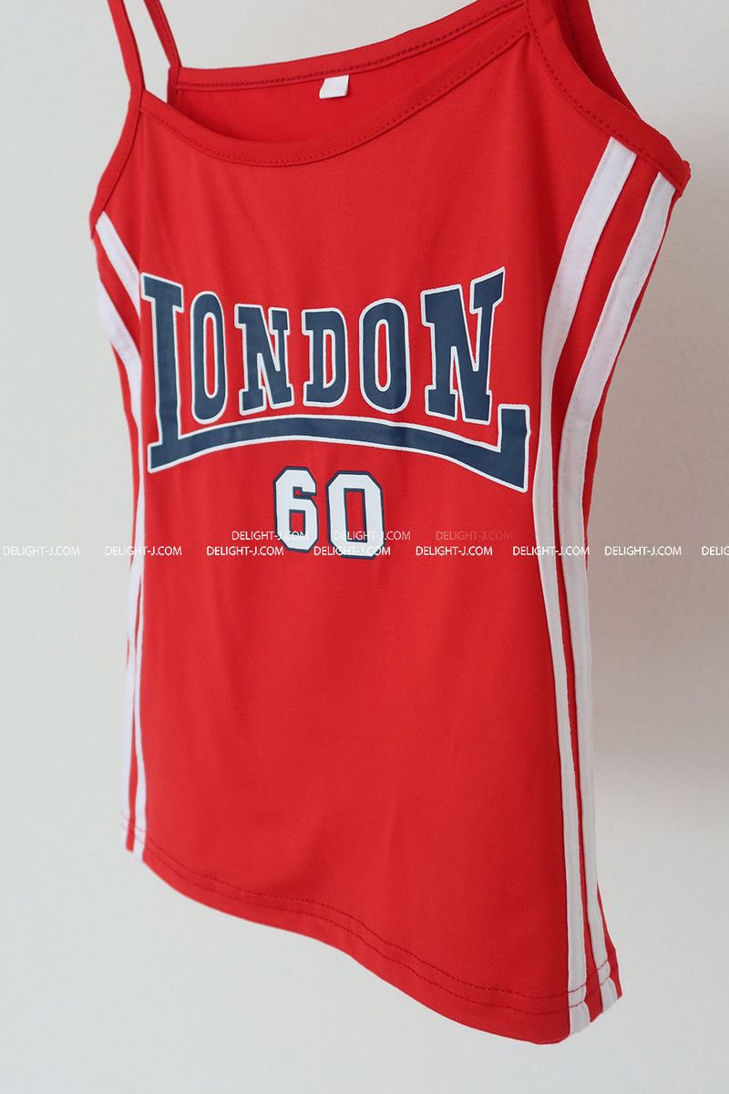 Sporty lettering track strap sleeveless