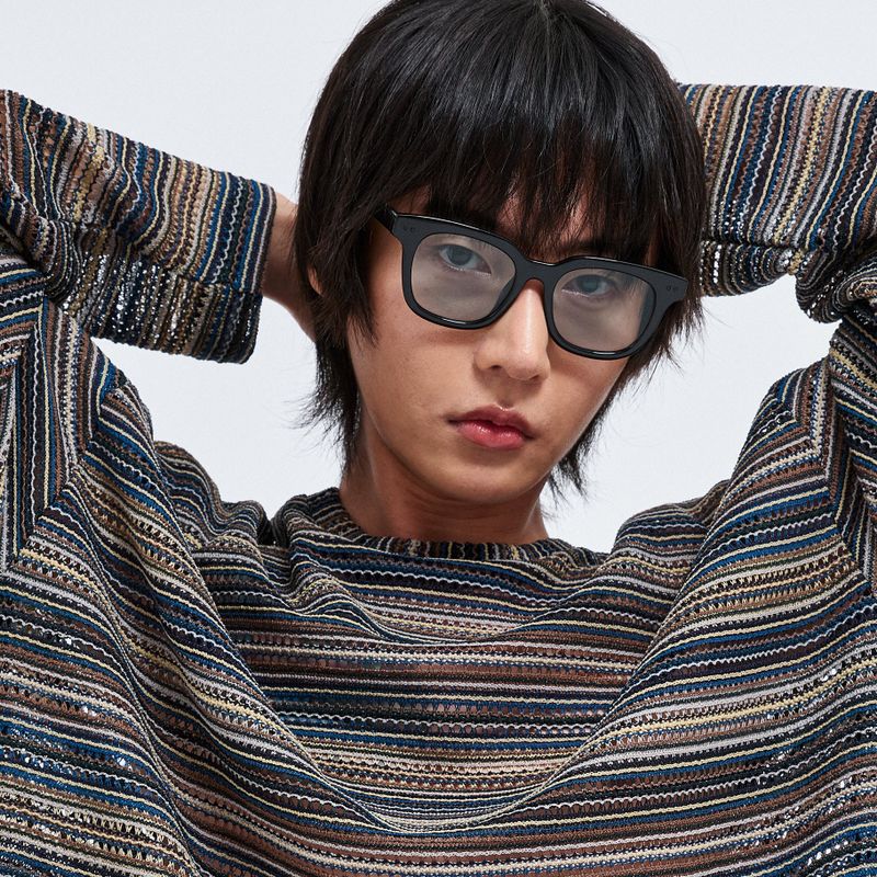 SEE-THROUGH CRAFT KNIT PULLOVER BLUE