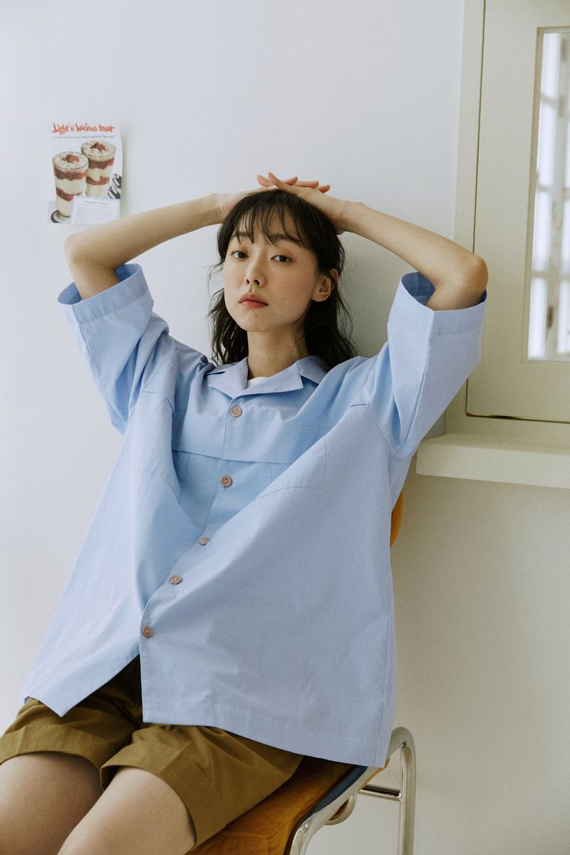 unisex folding shirts sky blue