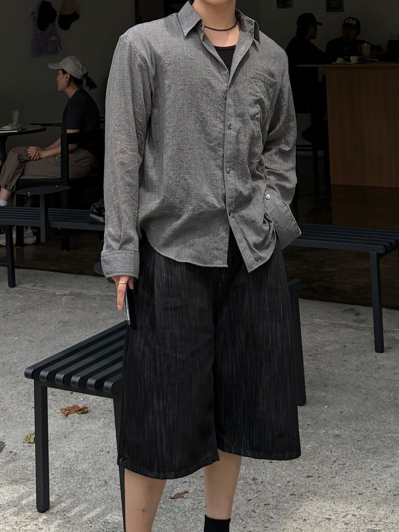 Mist checkered long sleeve shirt