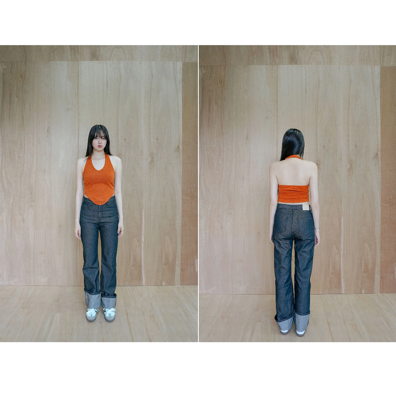 HALTERNEK KNIT VEST_ORANGE