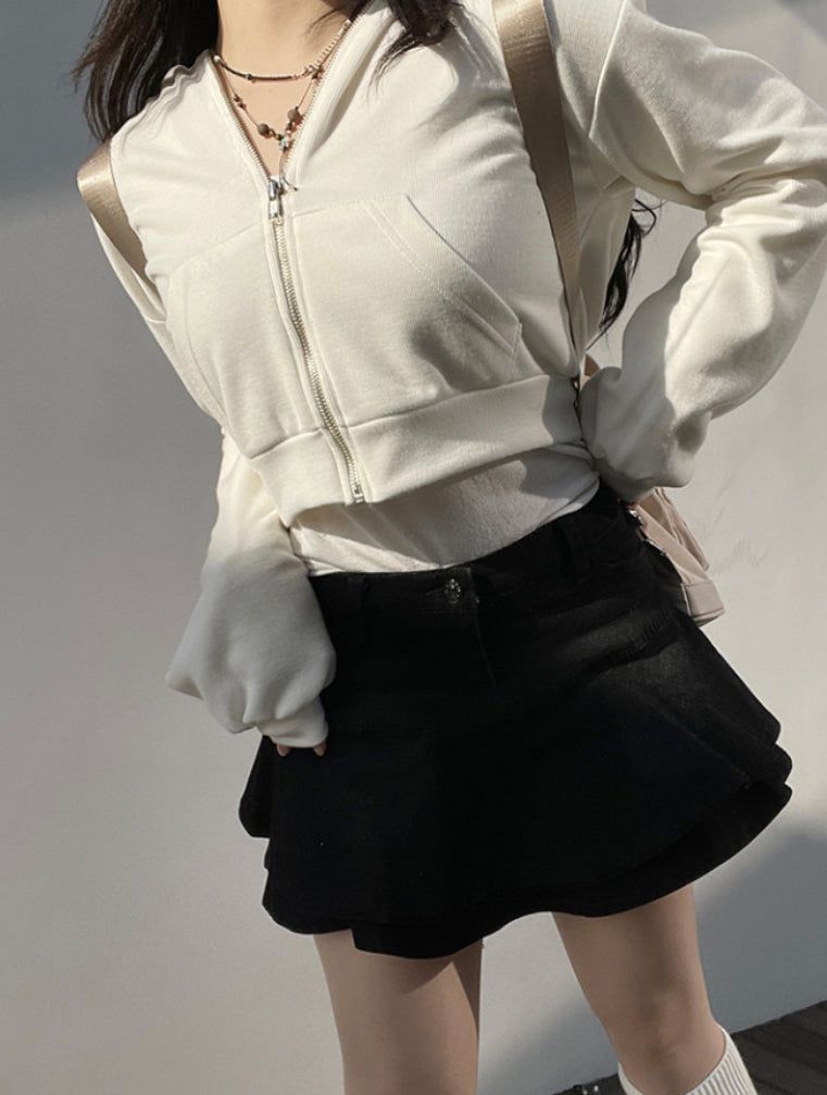 crop soft Hood zipup