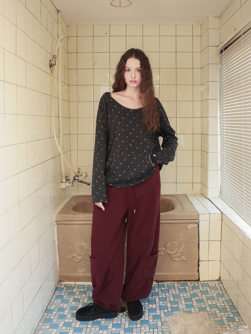 Rosie fleece pants / burgundy