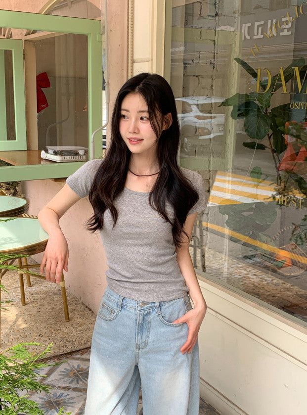 Basic Mood Slim U-neck T-shirt (6color)