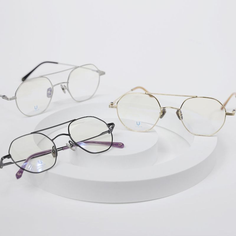 Knouun Round titanium glasses CODE. 103. A Sizzy Silver