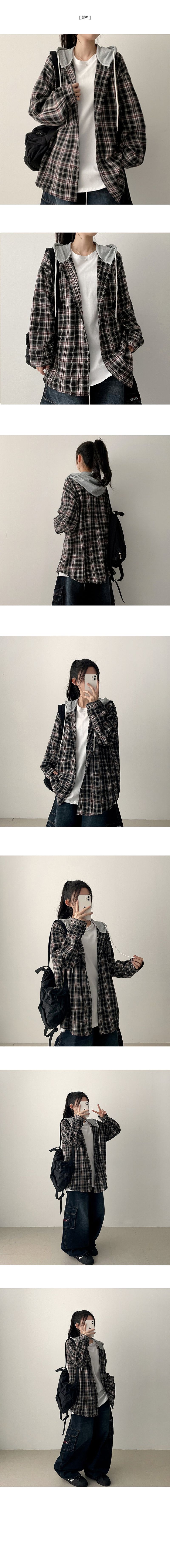 Perin Boxy Hooded Checkered Shirt