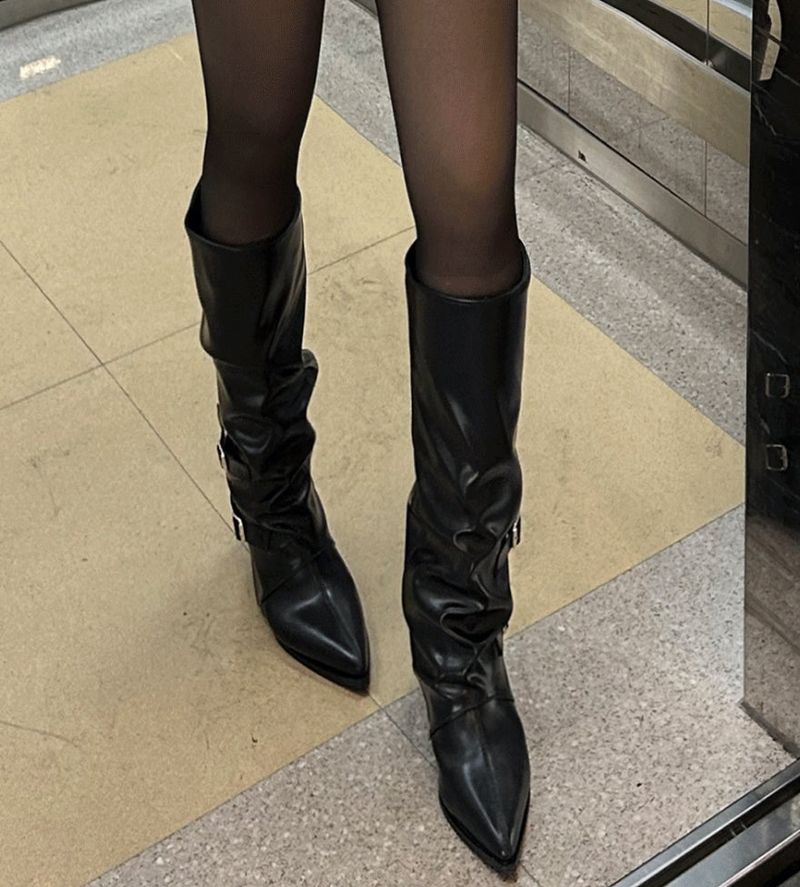 Unfold Leather Knee High Boots