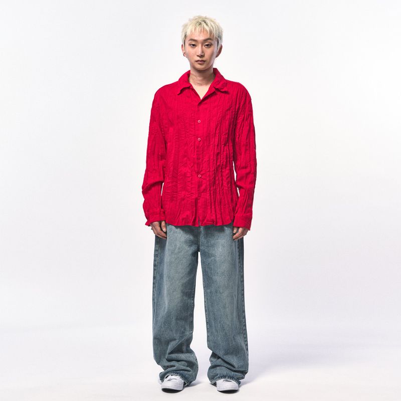CRINKLE LINEN SHIRTS RED