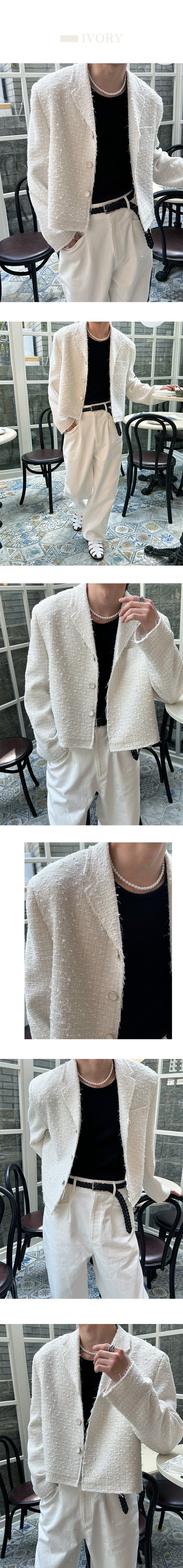[PREMIUM] Crush glitter tweed jacket(2color)