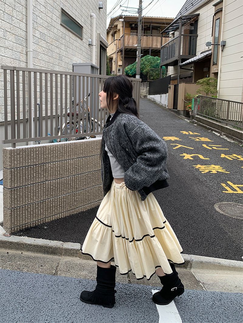 TAPE FLARE RIBBON SKIRT (2C)