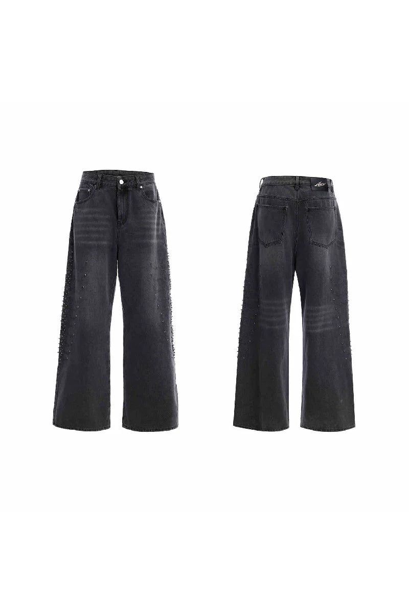 Washed Spine Studded Denim