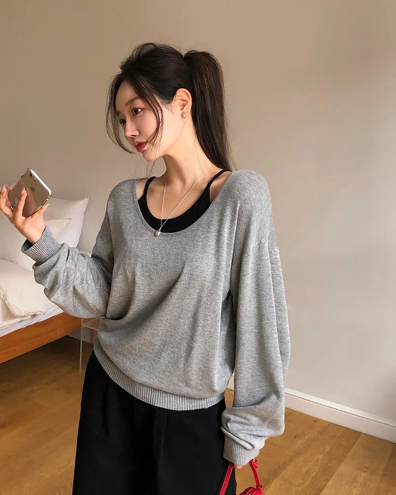[ORIGINAL] Selly Deep U-Neck Sleeveless Set