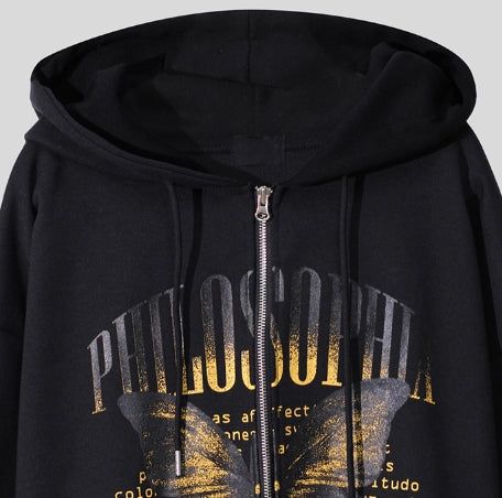Winnie crop two way hoodie zip-up