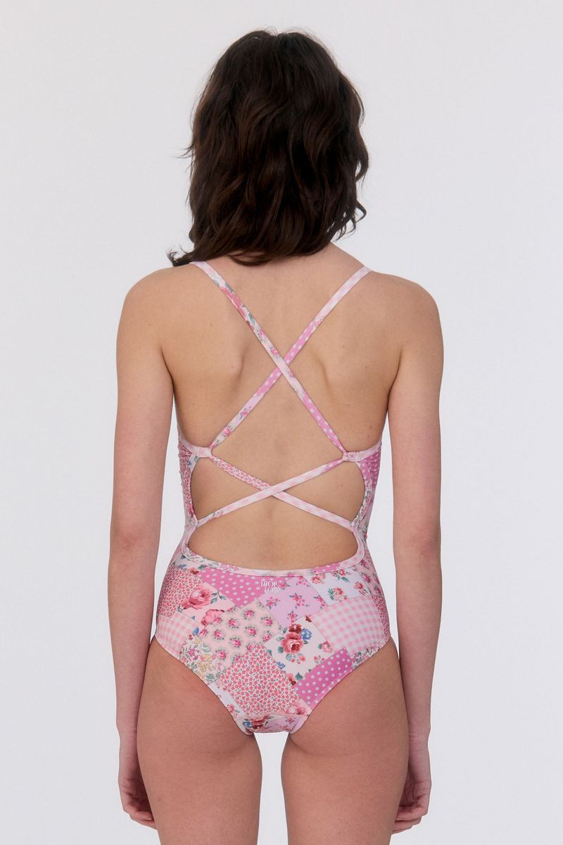 [Bohemian Patchwork_pink] One Piece Swimsuit