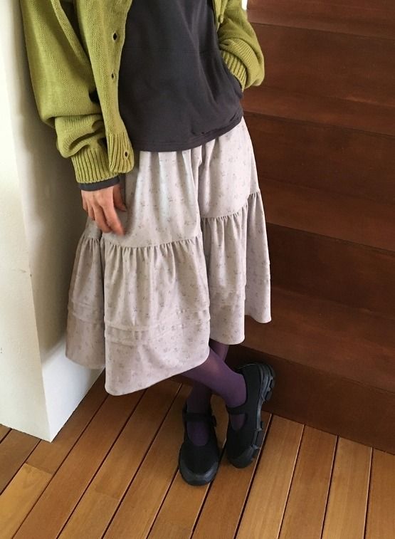 Orla Flower Corduroy Banding Midi Skirt