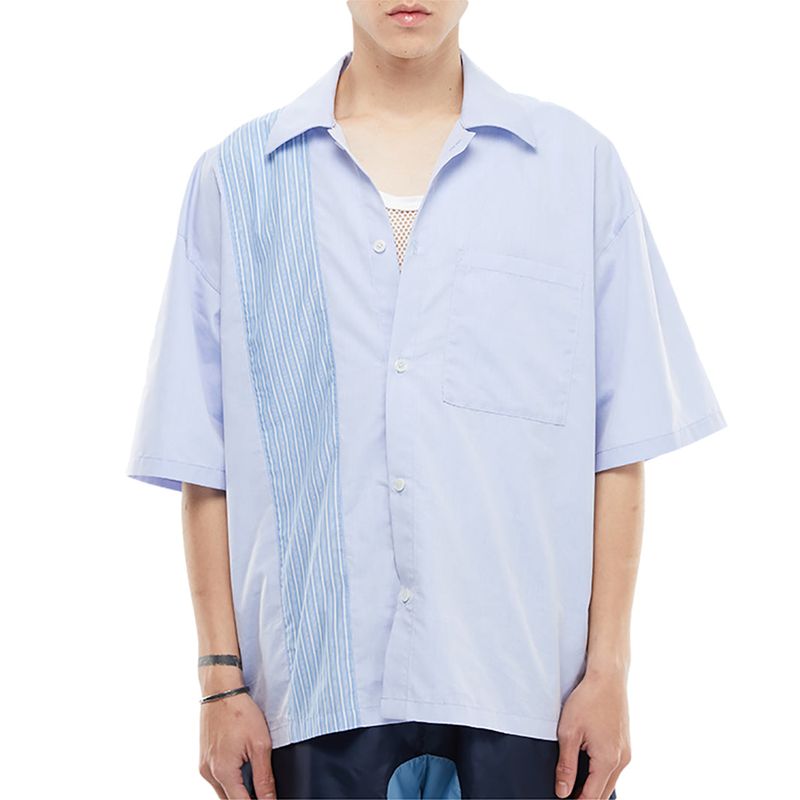 PLATEAU STUDIO(プラテウスタジオ)の「SPLICED SHORT SLEEVE SHIRT (BLUE)(Tops)」