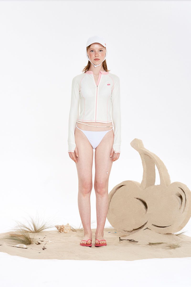 SMALL CHERRY ZIP-UP RASHGUARD [IVORY]