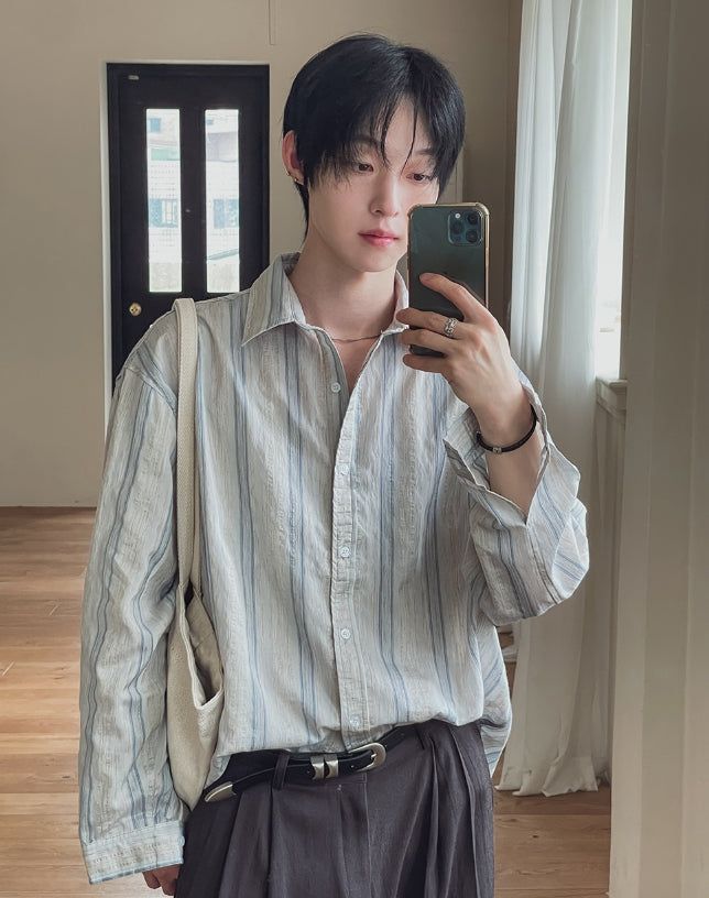 Senel Striped Over Fit Long Sleeve Shirt