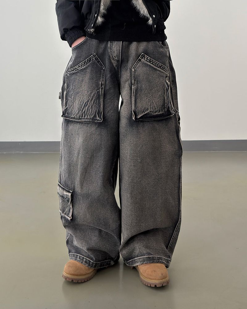Morik Utility Pocket Wide Denim Pants