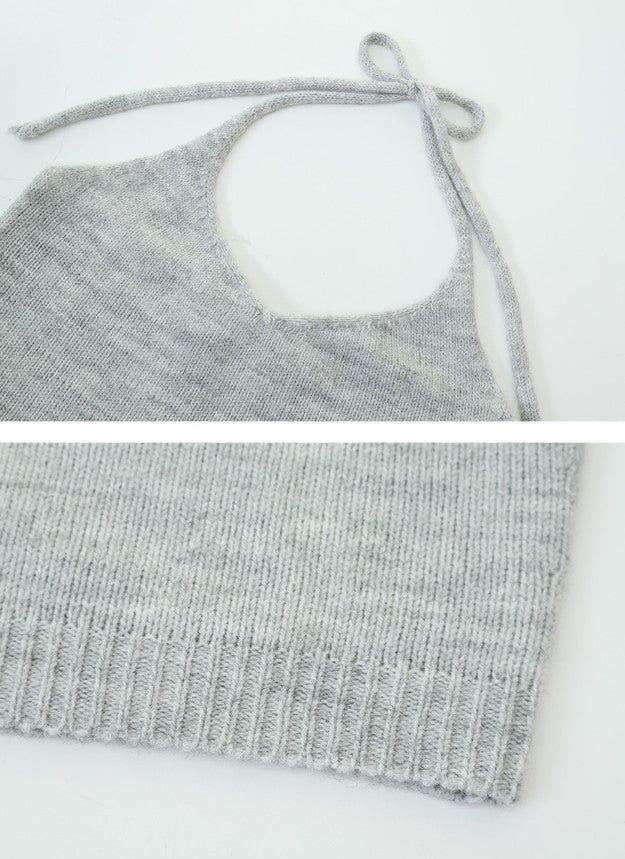 #Halter Neck Wool50 Knit Bustier (4color)