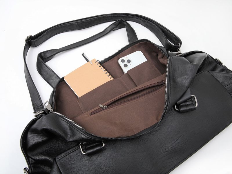 Clock Leather Tote Crossbody Bag
