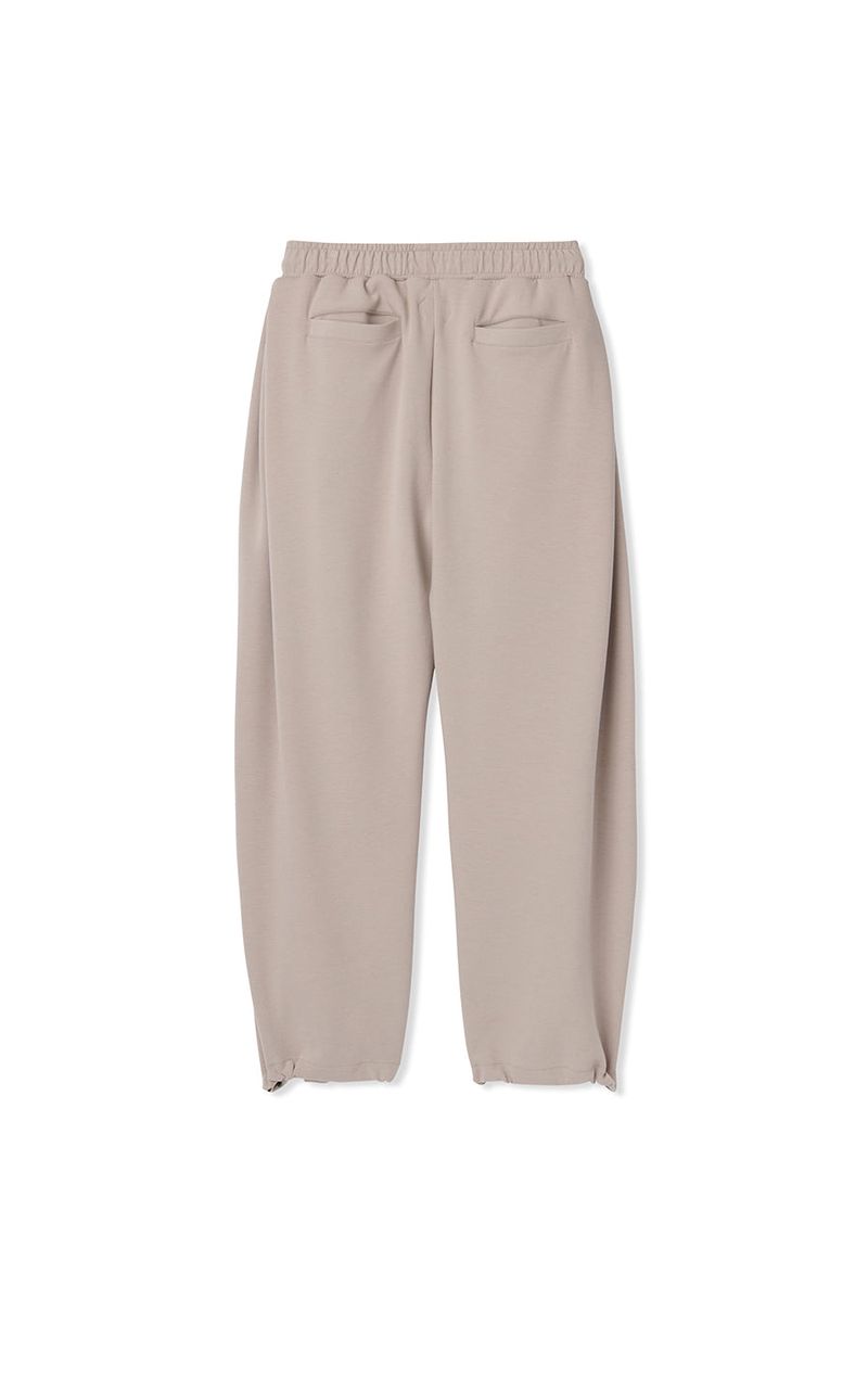 deep four tuck flow banding pants warm grey