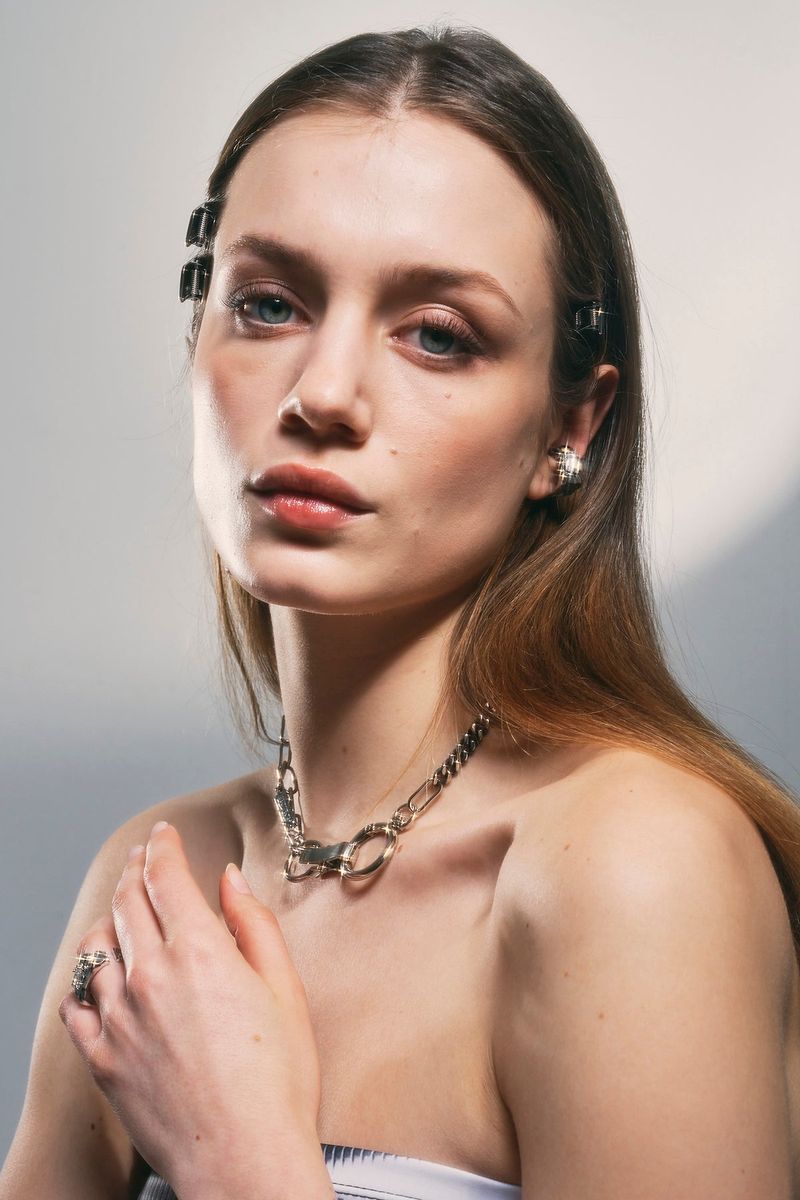NO.318 [SILVER] GEOMETRY SQUARE EARCUFF
